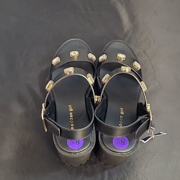 BRAND NEW MADDEN GIRL CRYSTAL LEATHER PLASFORM HEEL SANDAL G1 - Picture 6 of 13